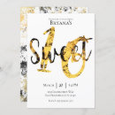 Search for black and yellow sweet 16 invitations White