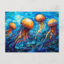 Search for underwater painting postcards Jellyfish