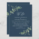 Search for navy blue watercolor wedding invitations Foliage