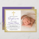 Search for purple photo christening invitations Baptism
