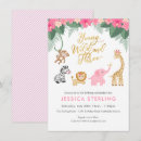 Search for pink elephant birthday invitations Cute jungle animals