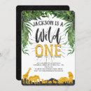 Search for jungle birthday invitations Wild one