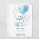 Search for polar bear baby boy shower invitations Watercolor
