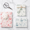 Search for red toile wrapping paper Santa claus