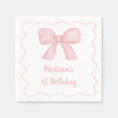 Search for pink bow napkins Girl first birthday