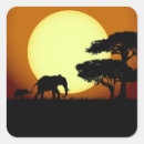 Search for elephants silhouette stickers Sunset