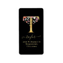 Search for monogram t return address labels Watercolor