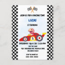 Search for pink car birthday invitations Racing