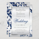 Search for navy blue silver white wedding invitations Bride and groom
