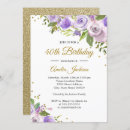 Search for purple gold 40th birthday invitations Flowers