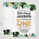 Search for wild things 1st birthday invitations King