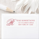 Search for red monogram return address labels Elegant