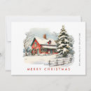 Search for red barn christmas cards Watercolor