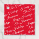 Search for happy holidays gift tags Red