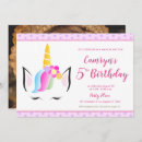 Search for unicorn 5th birthday invitations Pink