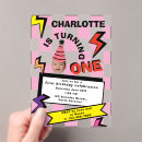Search for turning one 1st birthday invitations Retro