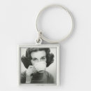Search for head of a woman key rings Black and white