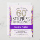 Search for purple white 60th birthday invitations For her