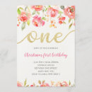 Search for floral girl birthday invitations Gold glitter