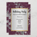 Search for burgundy and silver birthday invitations Elegant