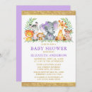 Search for purple giraffe baby shower invitations Jungle animals