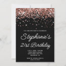 Search for black rose gold 21st birthday invitations Glitter