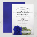 Search for cobalt blue wedding invitations Elegant long stemmed rose