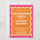 Search for pink orange graduation invitations Retro