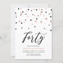 Search for black rose gold 40th birthday invitations Simple