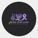 Search for peace love cure stickers Purple
