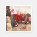 Search for red tractor napkins Vintage