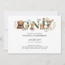 Search for woodland 1st birthday invitations Watercolor greenery