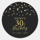 Search for black and gold 30th birthday stickers Script