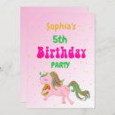 Search for gold unicorn birthday invitations Green