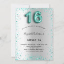 Search for teal and silver sweet 16 invitations Elegant