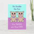 Search for twins 1st birthday cards Pink