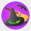 Search for witch on broomstick stickers Trick or treat