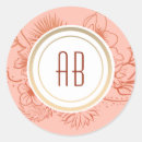 Search for peach monogram wedding stickers Floral