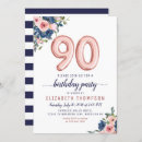 Search for floral 90th birthday invitations Blush