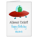 Search for funny alien birthday cards Space
