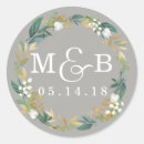 Search for floral wreath monogram wedding stickers Pretty