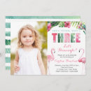 Search for flamingo 3rd birthday invitations Young wild and three