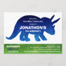 Search for dinosaur fourth birthday invitations Blue
