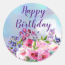 Search for happy birthday purple flowers stickers Watercolor