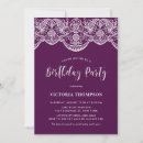 Search for purple white birthday invitations Vintage