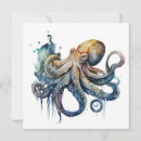 Search for octopus square invitations Watercolor