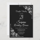 Search for dinner 21st birthday invitations Black and white