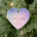 Search for purple heart christmas tree decorations Glitter