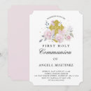 Search for gold cross first communion invitations Simple