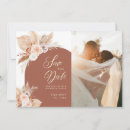 Search for leaves wedding save the dates Terracotta